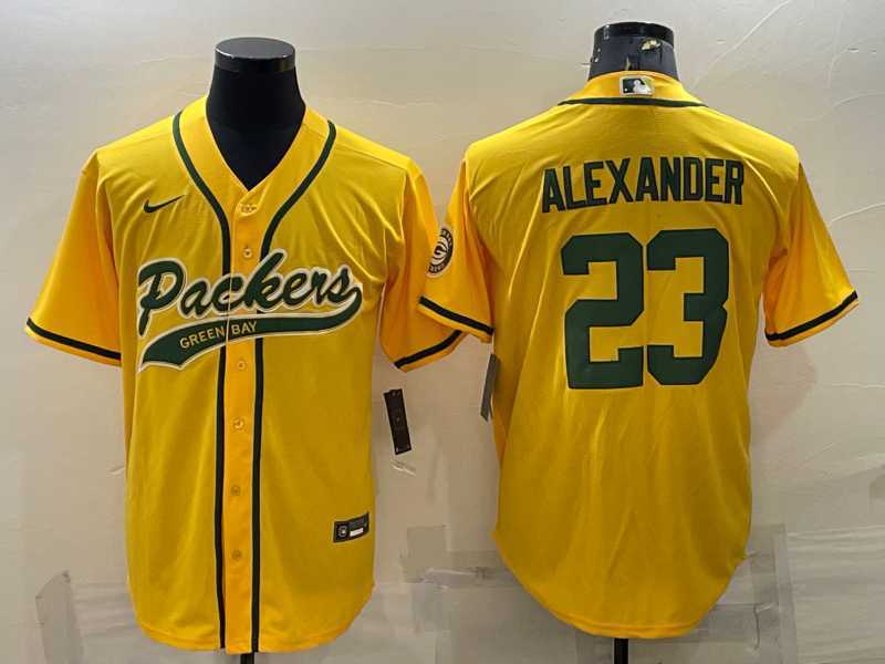 Men%27s Green Bay Packers #23 Jaire Alexander Yellow With Patch Cool Base Stitched Baseball Jersey->green bay packers->NFL Jersey